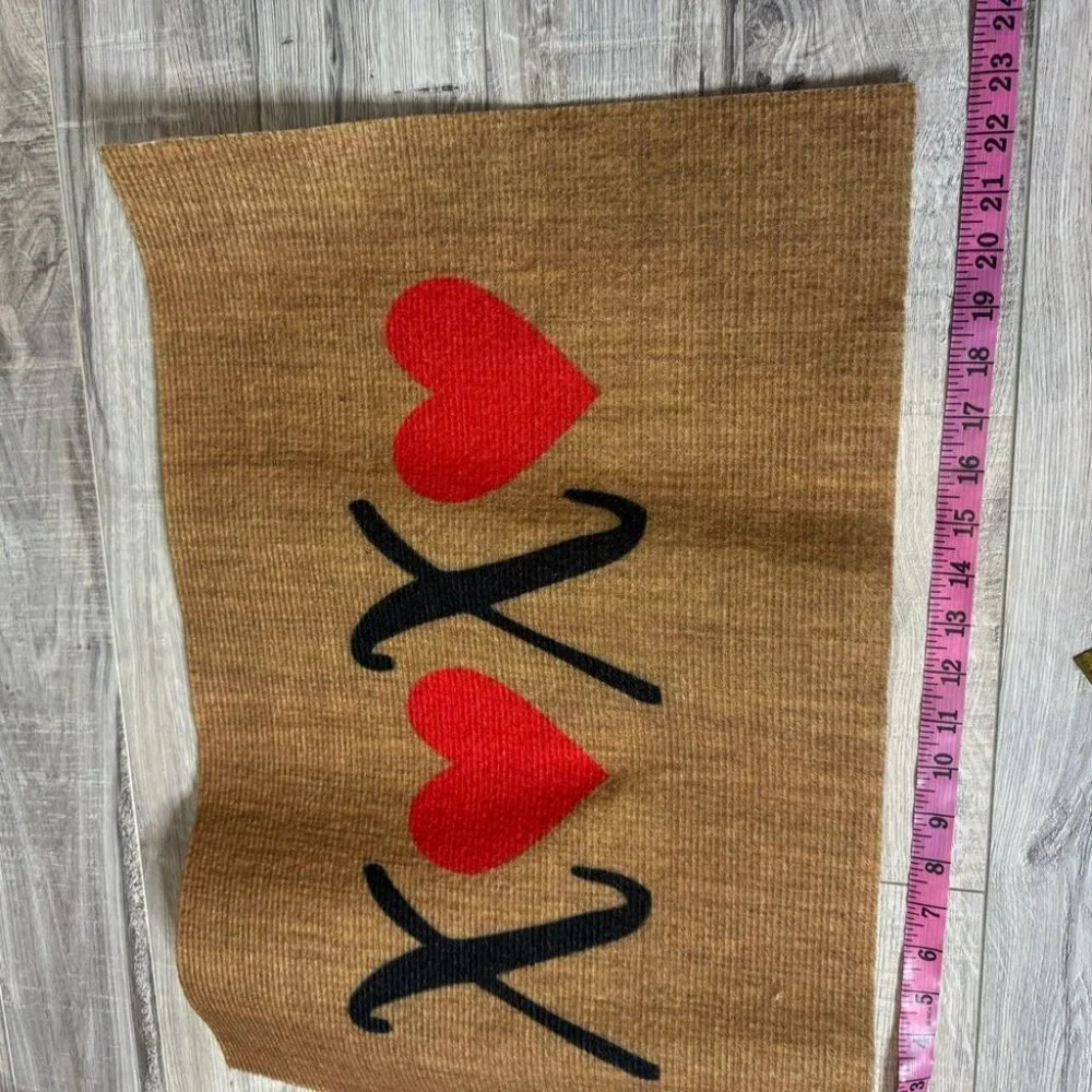 Matt floor xoxo hearts black red brown cute mat valentines love X o X o heart